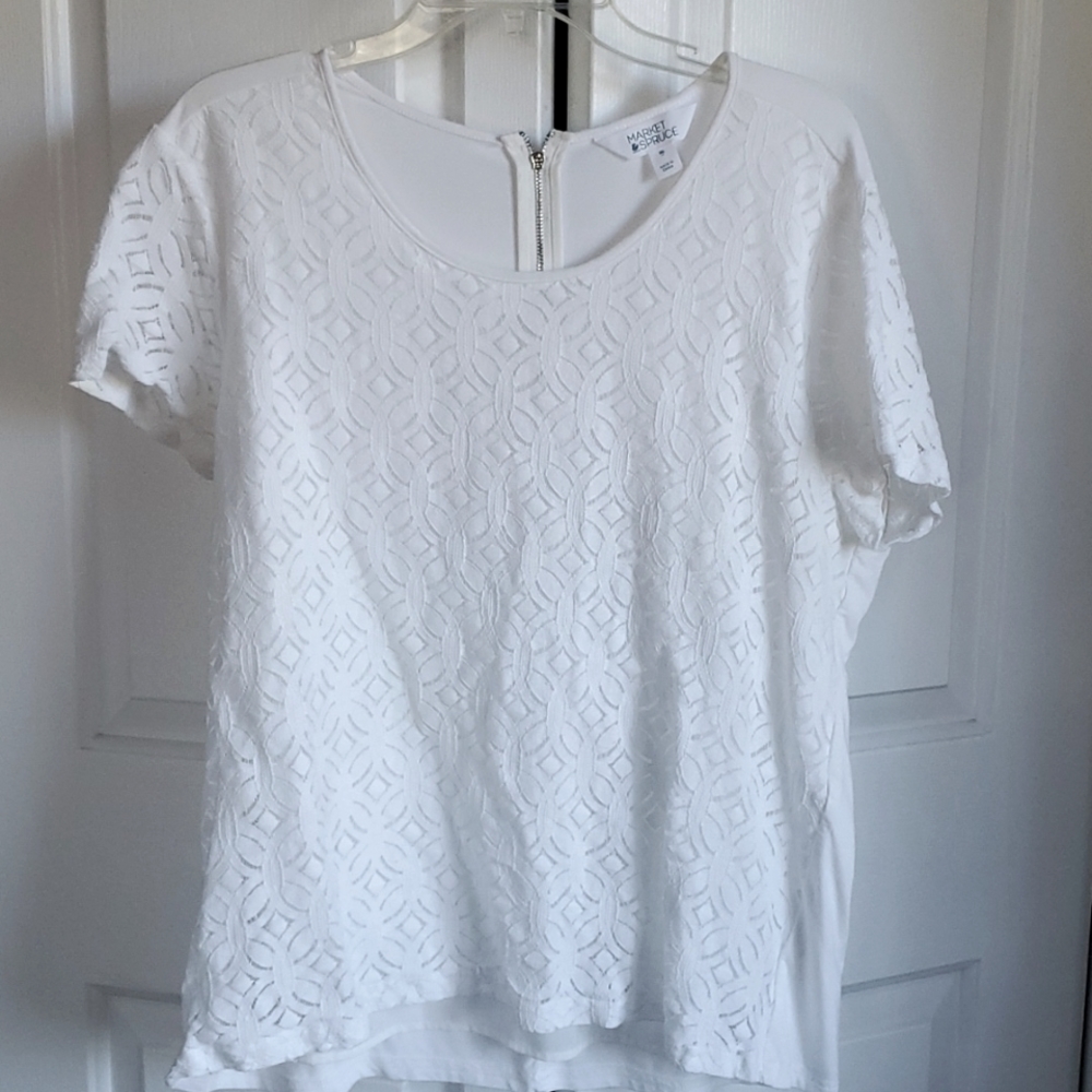 White lace overlay t-shirt